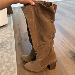Brown Suede Knee-High Boots